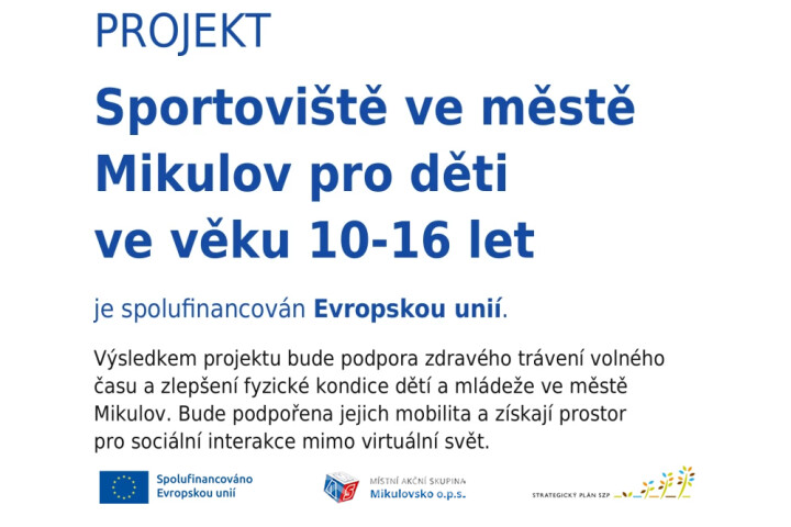 Sportoviště ve městě Mikulov pro děti ve věku 10–16 let